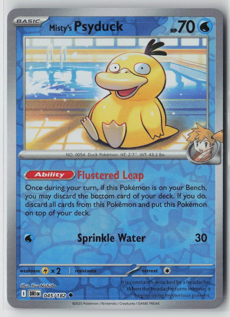 Misty's Psyduck 045/182 · Reverse Holo Destined Rivals front card photo in GradeValue pregrading report