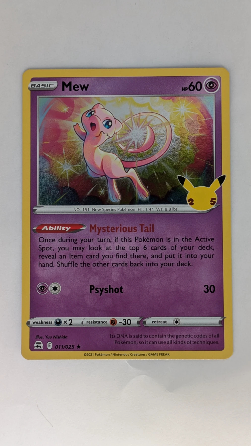 Mew 011/25 Celebrations front card photo in GradeValue pregrading report