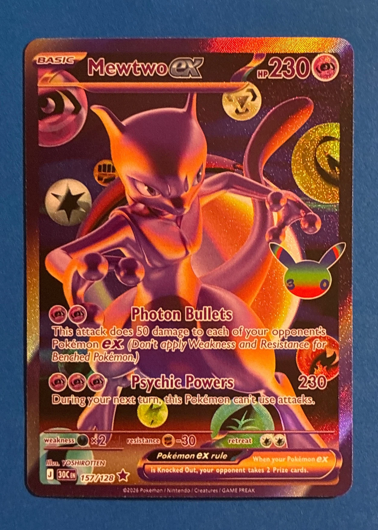 Mewtwo ex 157/128 30th Celebration back card photo in GradeValue pregrading report