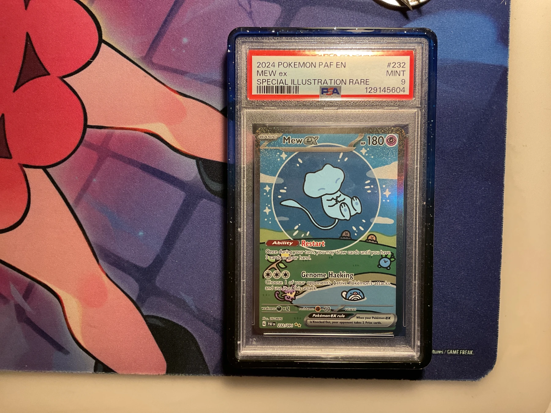 Mew ex 232/91 Paldean Fates front card photo in GradeValue pregrading report