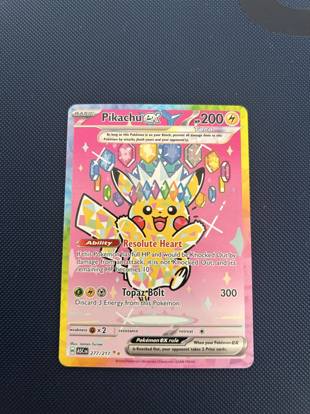 Pikachu ex 277/217 Ascended Heroes front card photo in GradeValue pregrading report