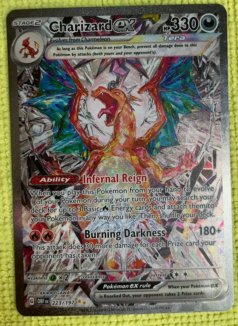 Charizard ex 223/197 Obsidian Flames front card photo in GradeValue pregrading report