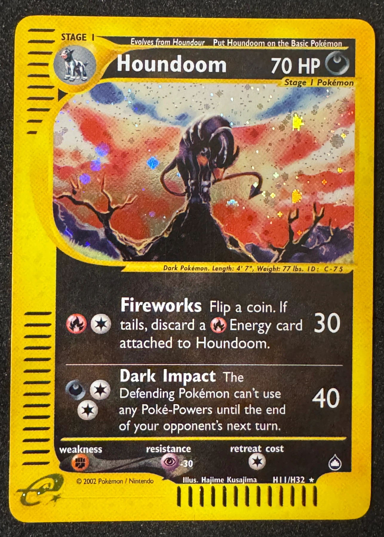 Houndoom H11/147 Aquapolis front card photo in GradeValue pregrading report