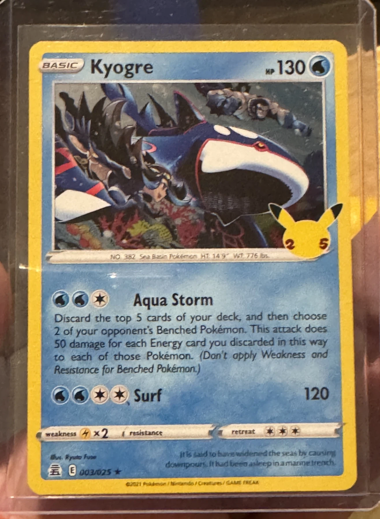Kyogre 003/25 Celebrations front card photo in GradeValue pregrading report