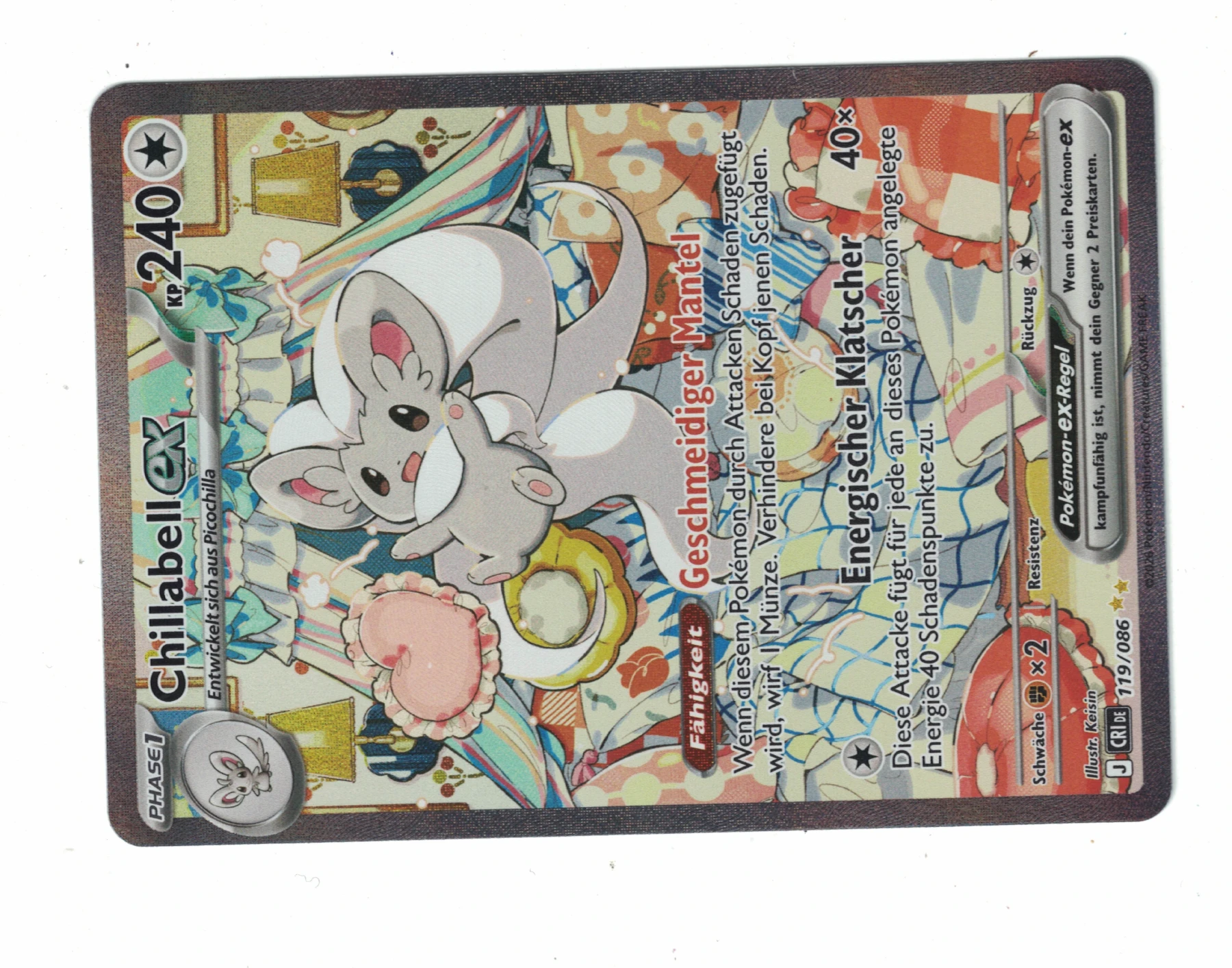 Cinccino ex 119/86 Chaos Rising front card photo in GradeValue pregrading report