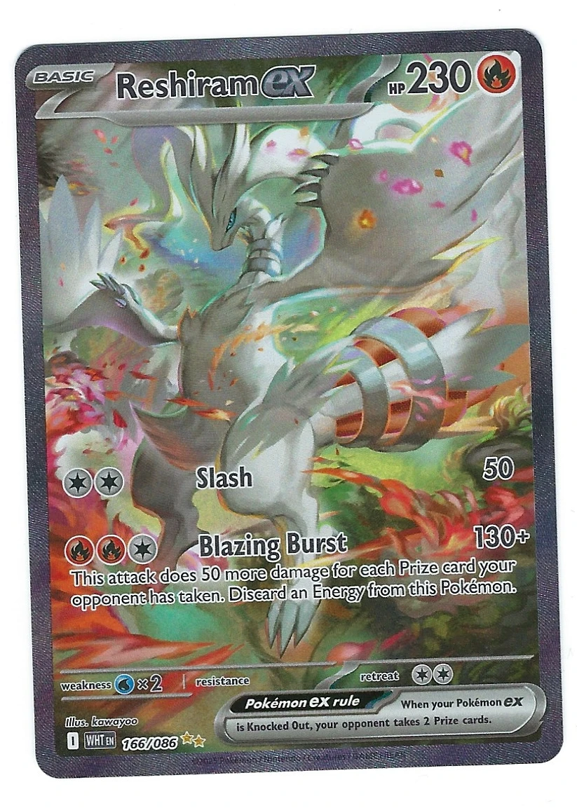 Reshiram ex 166/86 White Flare front card photo in GradeValue pregrading report