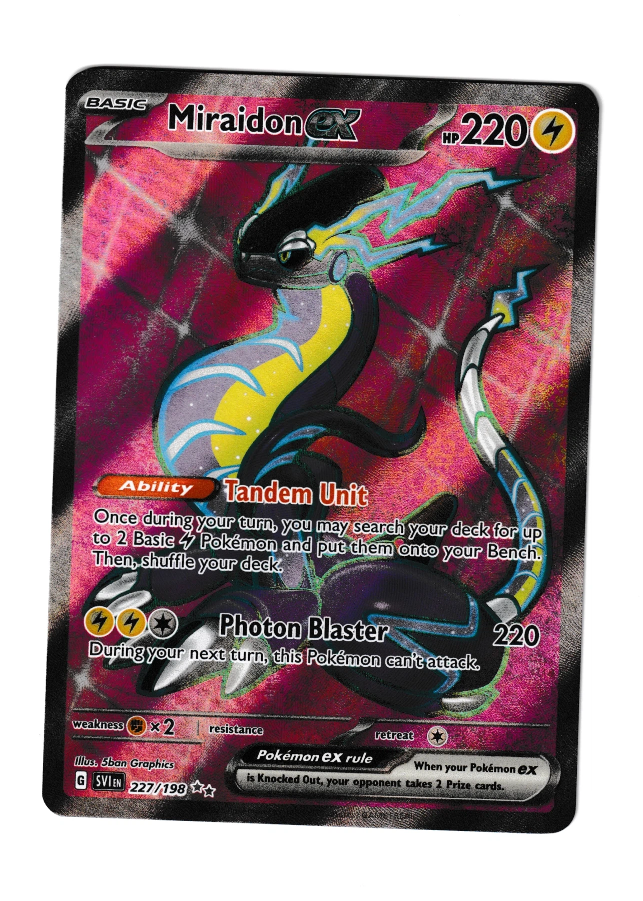 Miraidon ex 227/198 Scarlet & Violet front card photo in GradeValue pregrading report