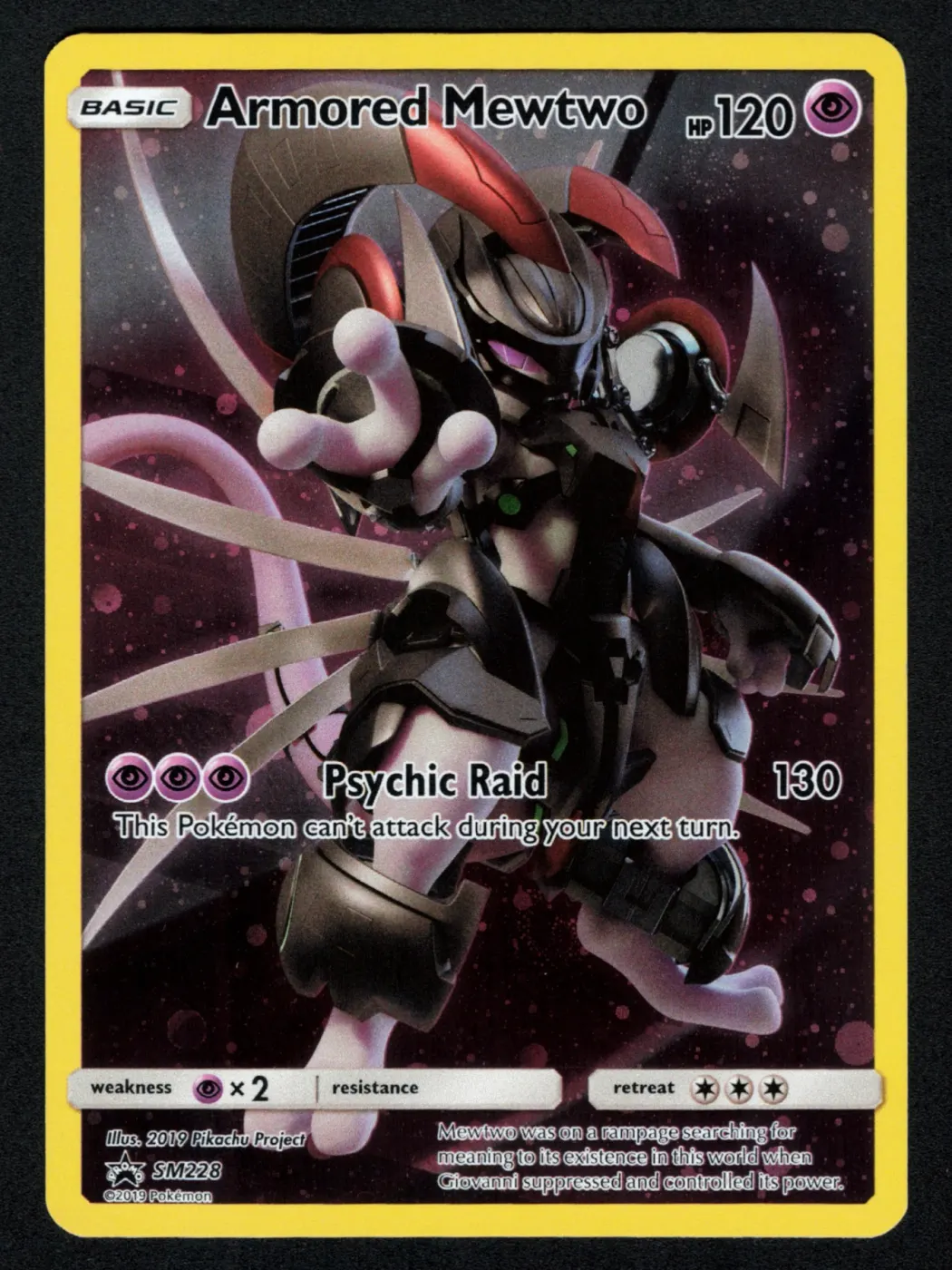 Armored Mewtwo SM228/248 SM Black Star Promos front card photo in GradeValue pregrading report