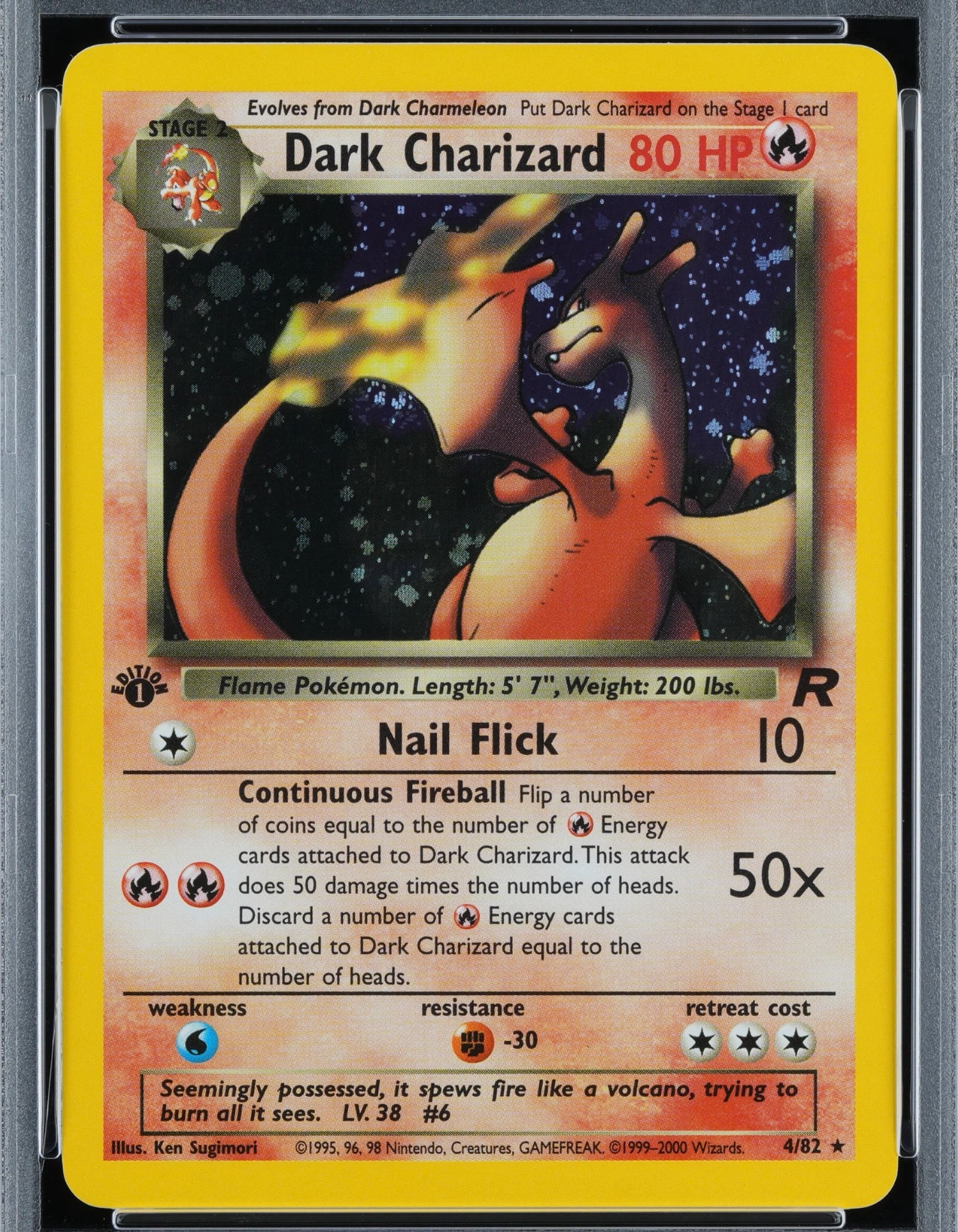 Dark Charizard 004/82 Team Rocket front card photo in GradeValue pregrading report