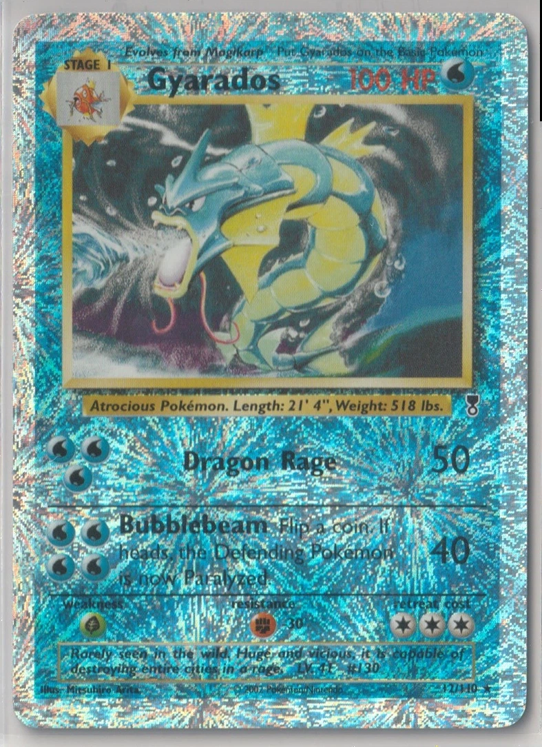 Gyarados 012/110 · Reverse Holo Legendary Collection front card photo in GradeValue pregrading report