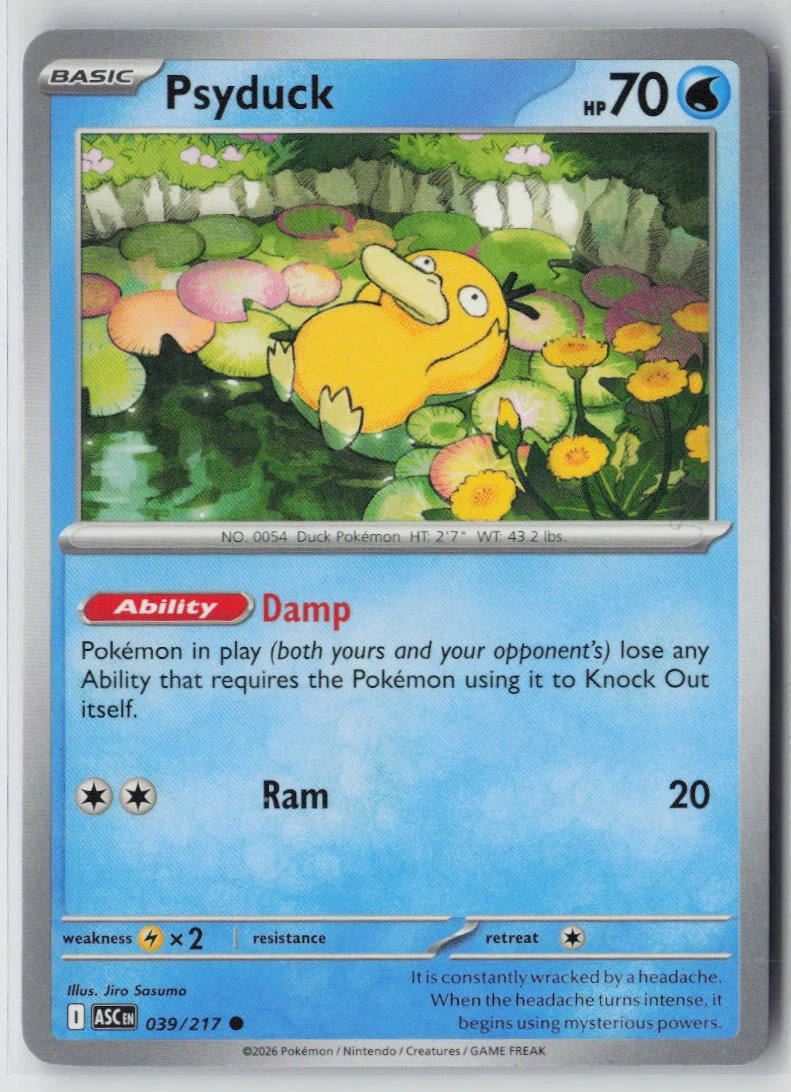 Psyduck 039/217 · Normal Ascended Heroes front card photo in GradeValue pregrading report