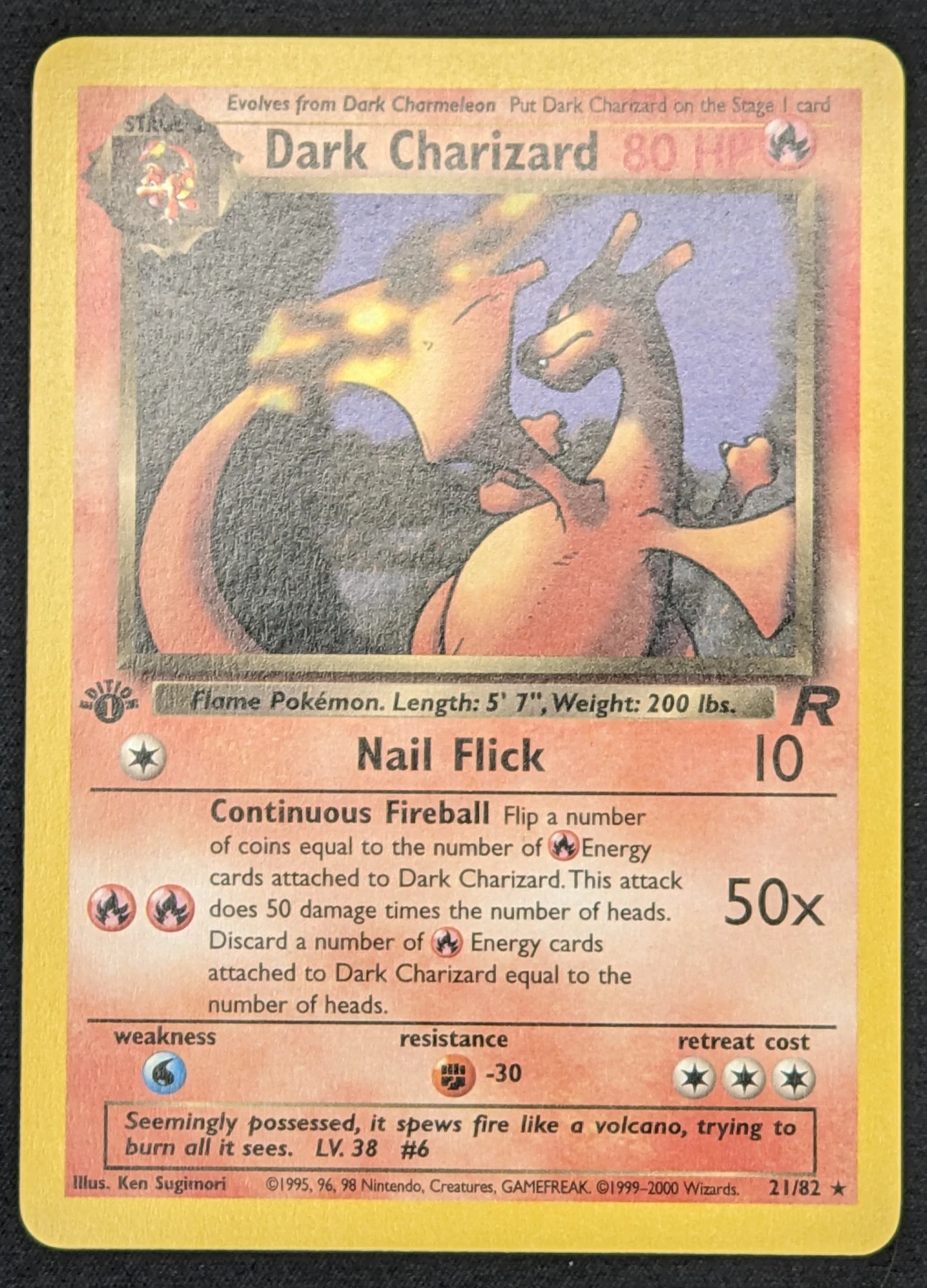 Dark Charizard 021/82 · First Edition Stamp Team Rocket front card photo in GradeValue pregrading report