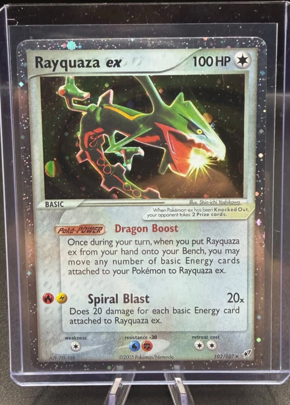 Rayquaza ex 102/107 Deoxys front card photo in GradeValue pregrading report