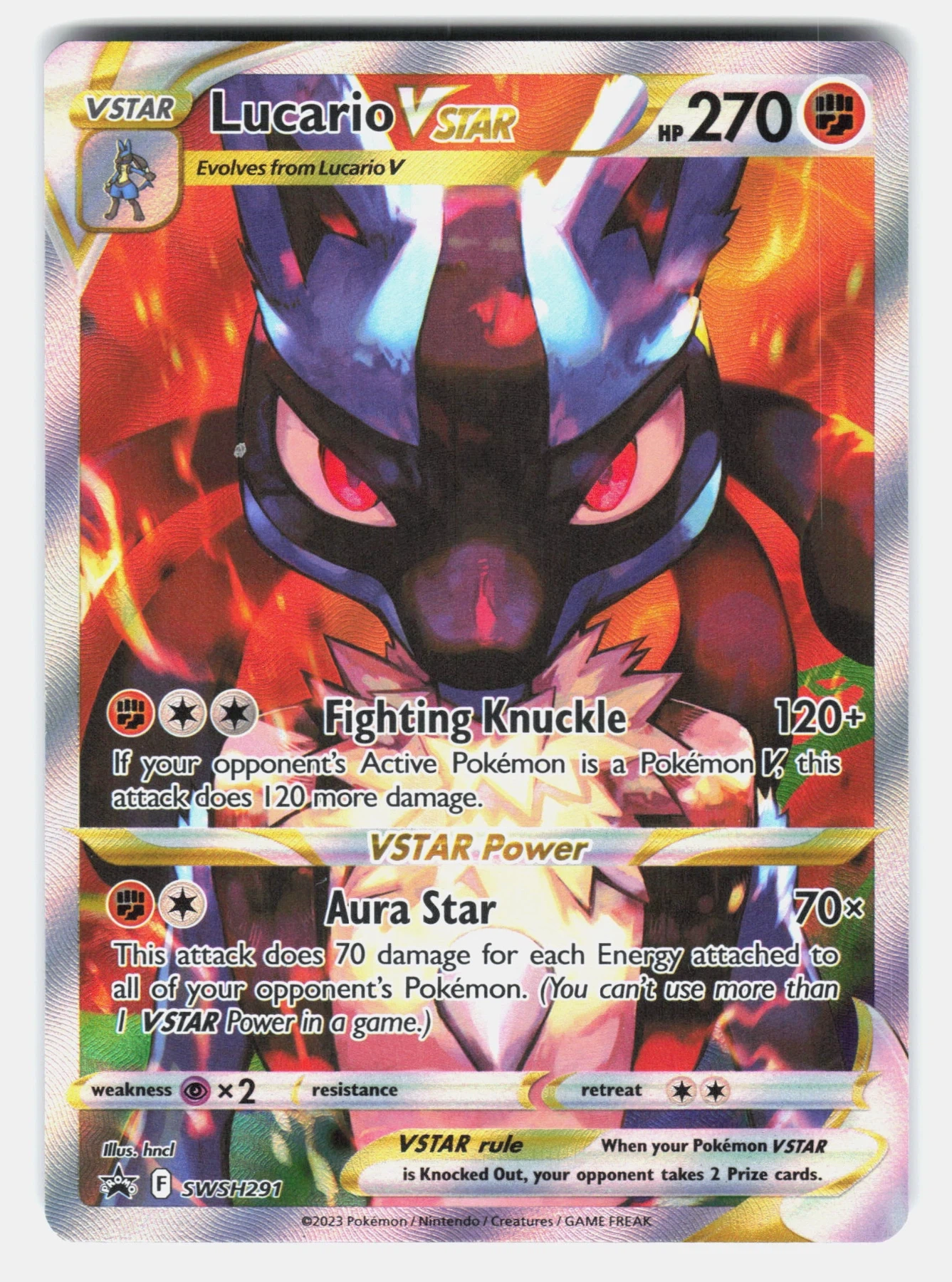 Lucario VSTAR SWSH291/307 SWSH Black Star Promos front card photo in GradeValue pregrading report