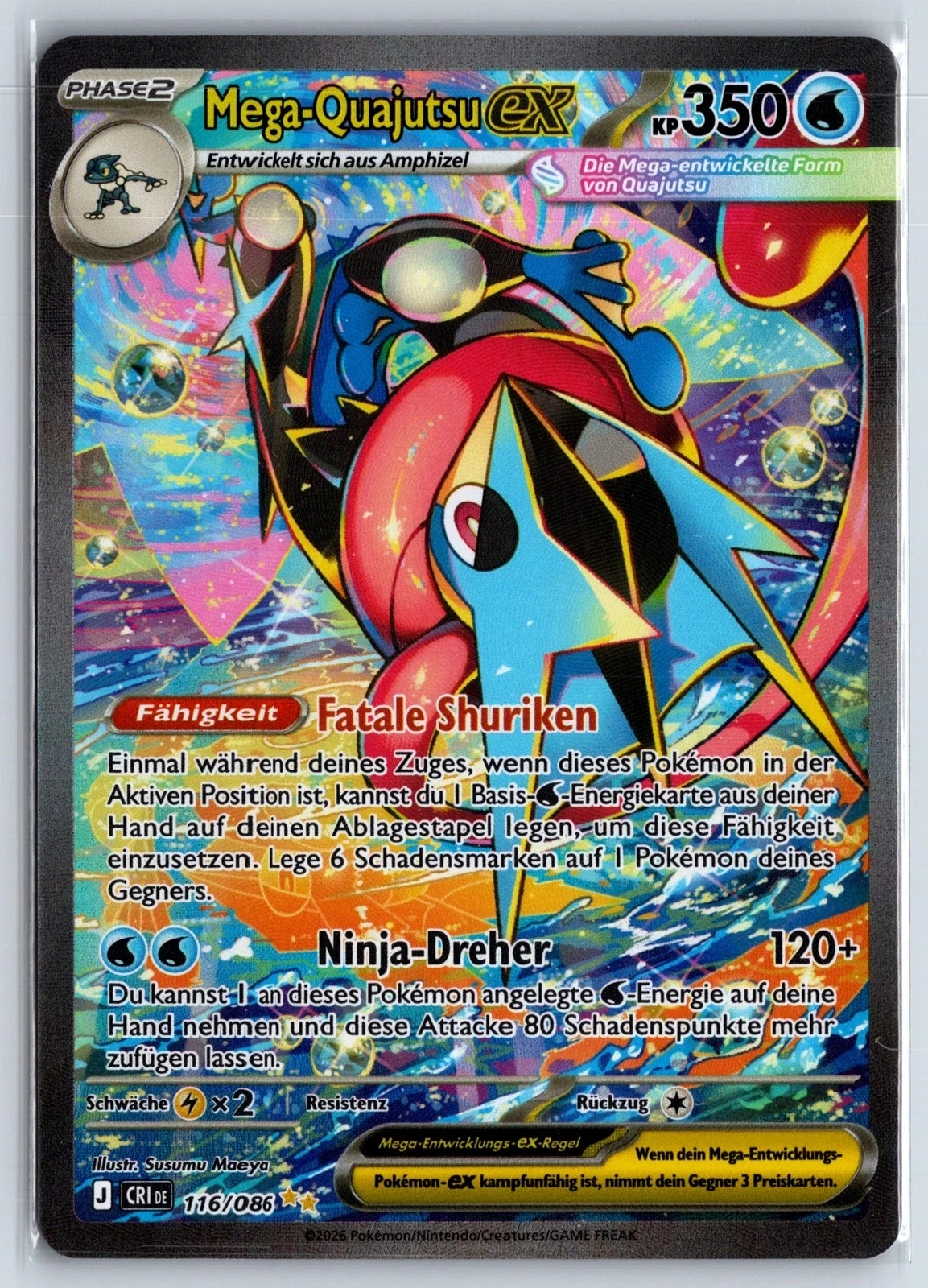 Mega Greninja ex 116/86 Chaos Rising front card photo in GradeValue pregrading report