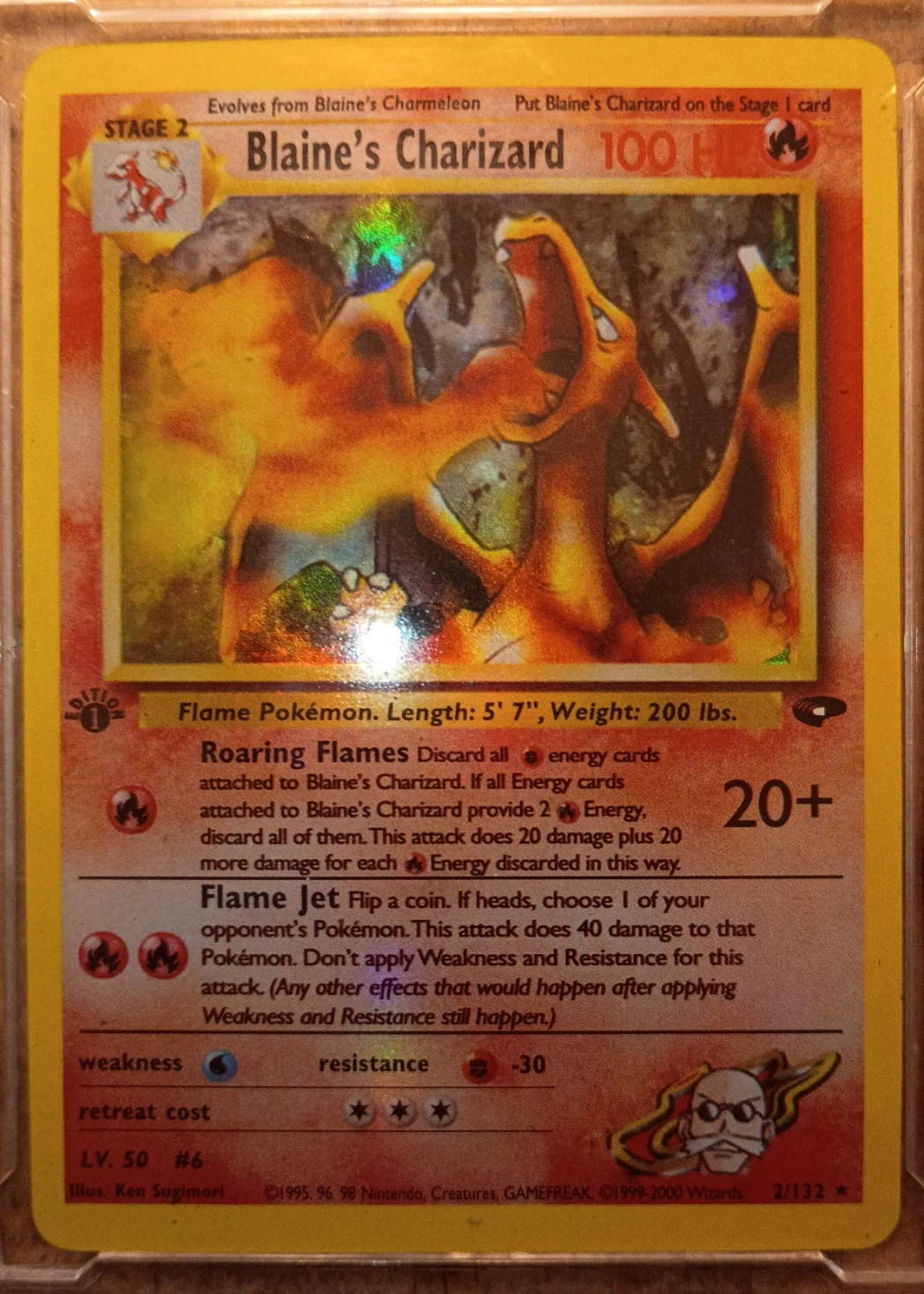 Blaine's Charizard 002/132 Gym Challenge front card photo in GradeValue pregrading report