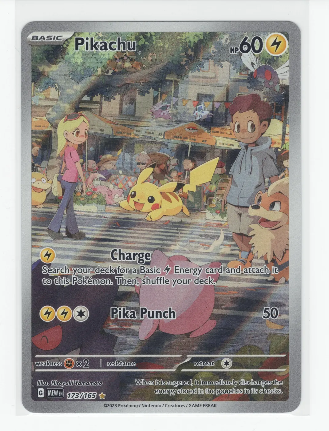 Pikachu 173/165 151 front card photo in GradeValue pregrading report