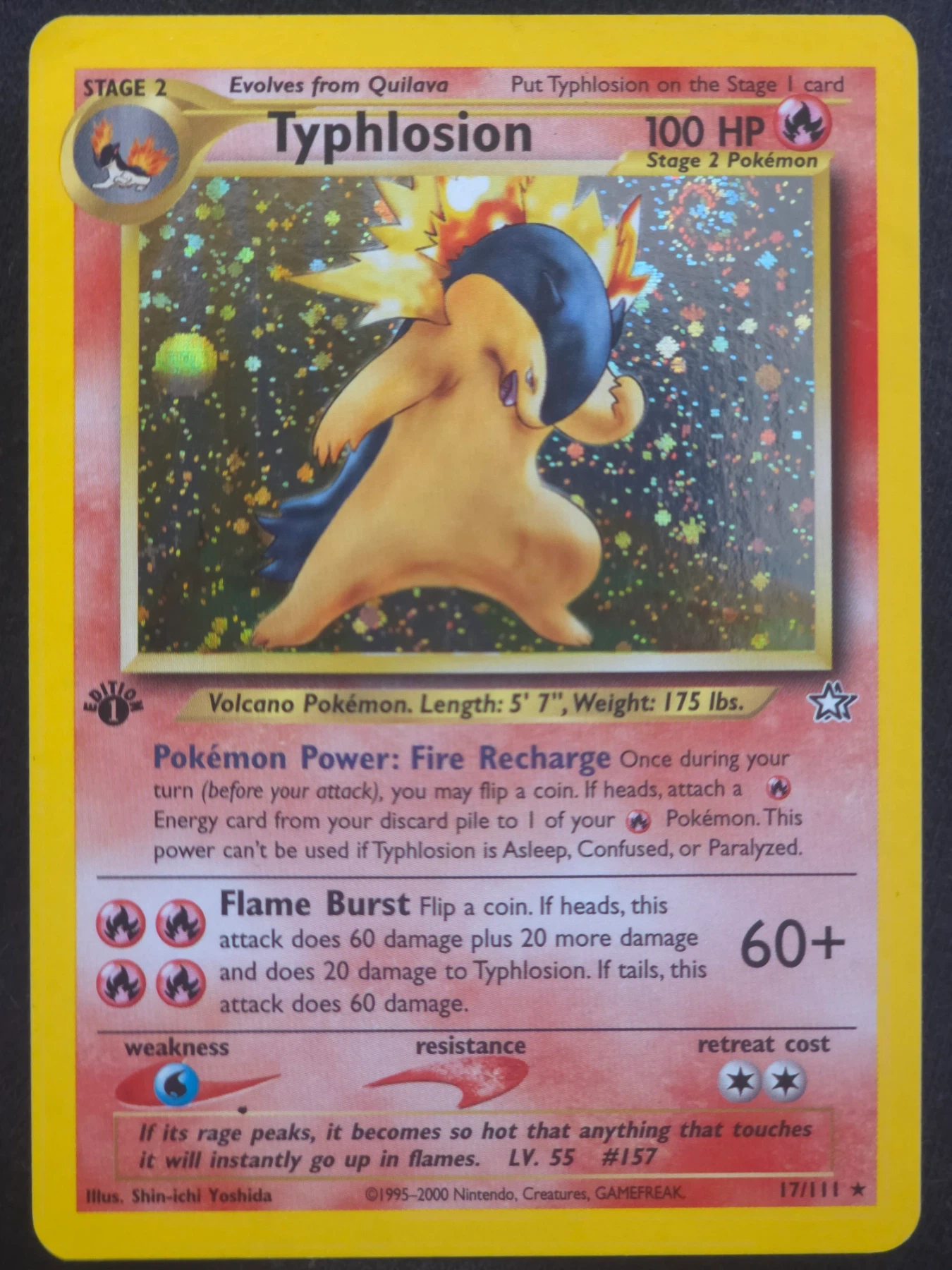 Typhlosion 017/111 Neo Genesis front card photo in GradeValue pregrading report