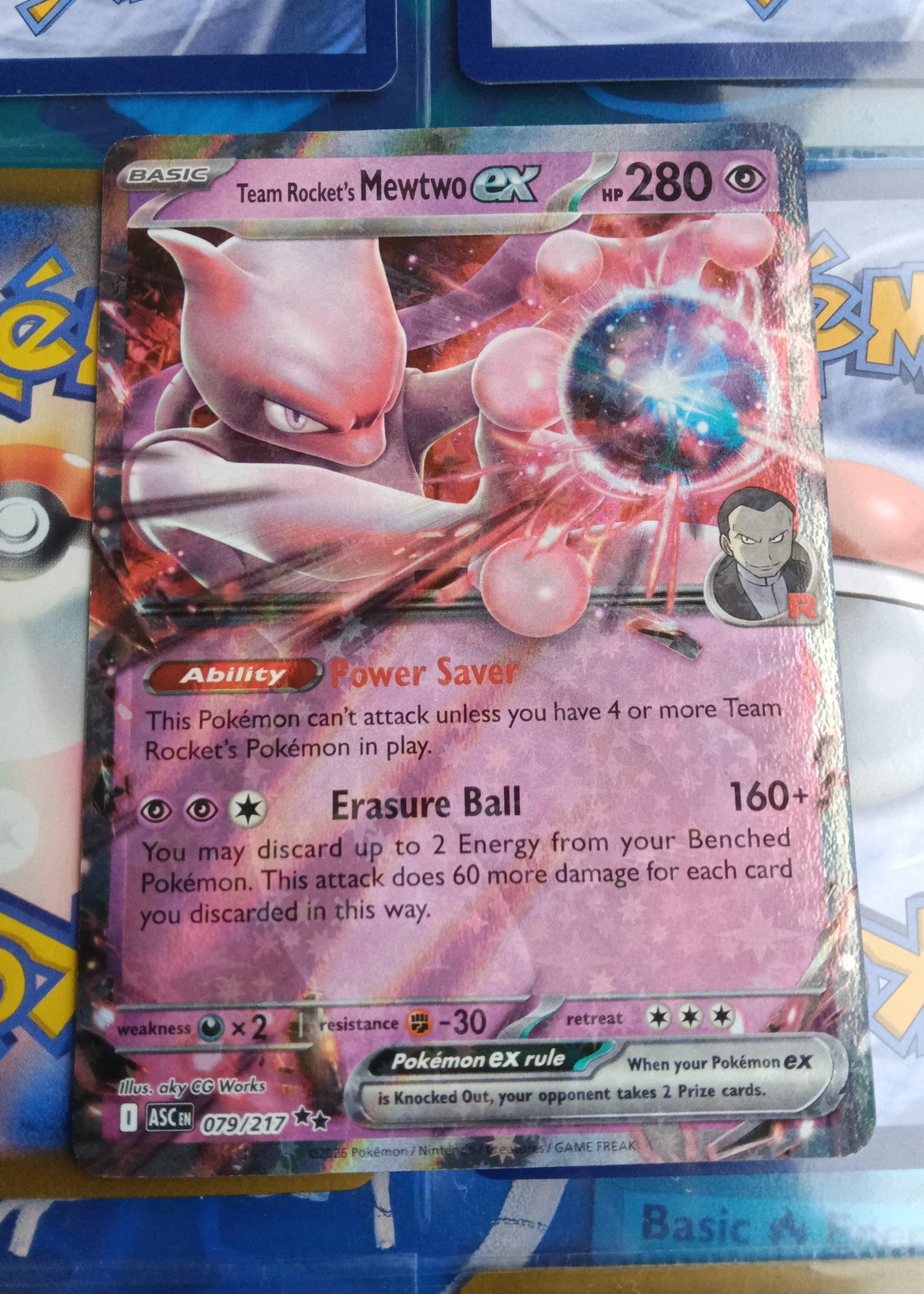 Team Rocket's Mewtwo ex 079/217 Ascended Heroes front card photo in GradeValue pregrading report