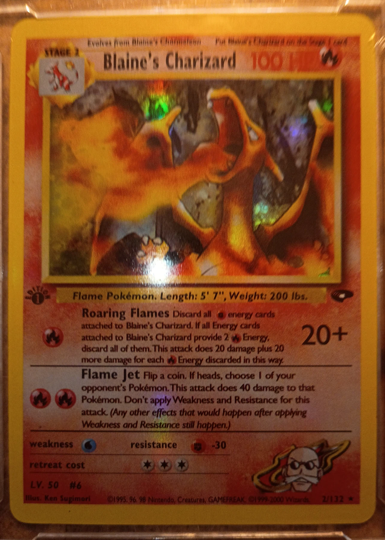Blaine's Charizard 002/132 (Holo) Gym Challenge front card photo in GradeValue pregrading report
