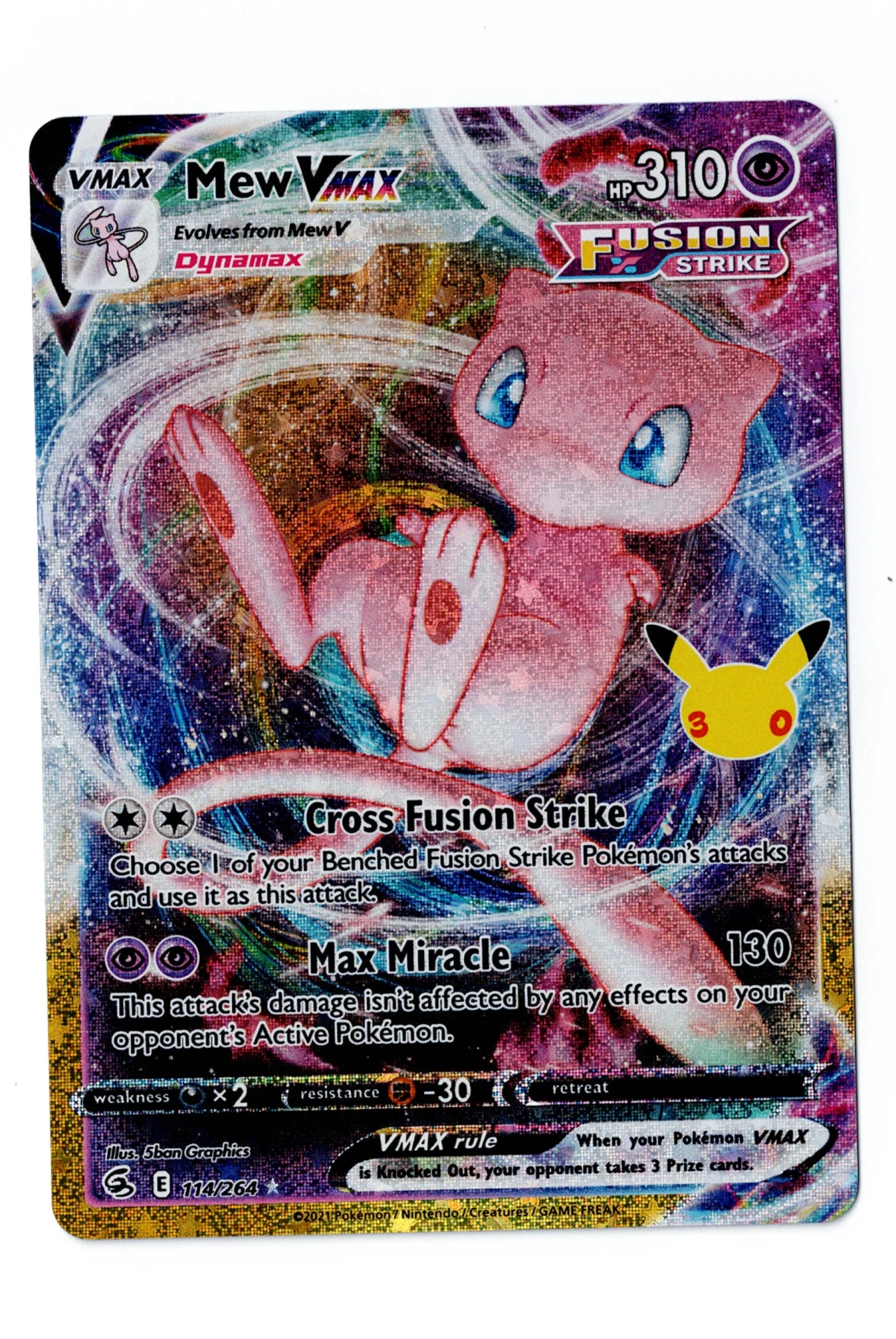 Mew VMAX 114 30th Classic Collection front card photo in GradeValue pregrading report