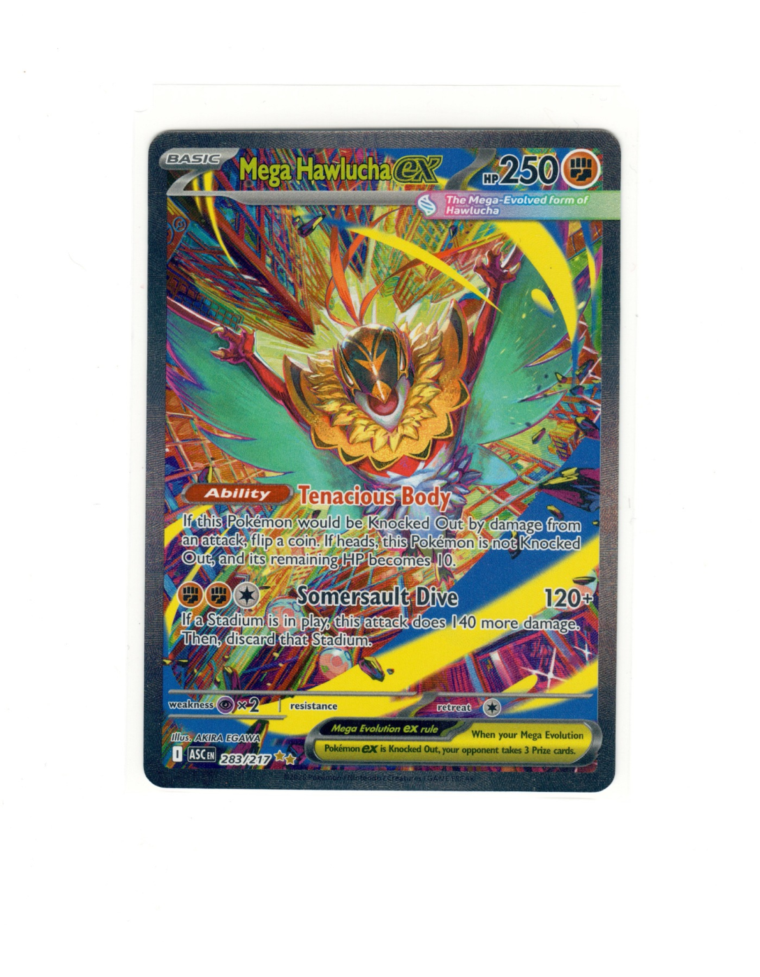 Mega Hawlucha ex 283/217 Ascended Heroes front card photo in GradeValue pregrading report
