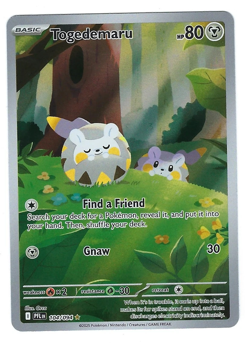 Togedemaru 104/94 Phantasmal Flames front card photo in GradeValue pregrading report