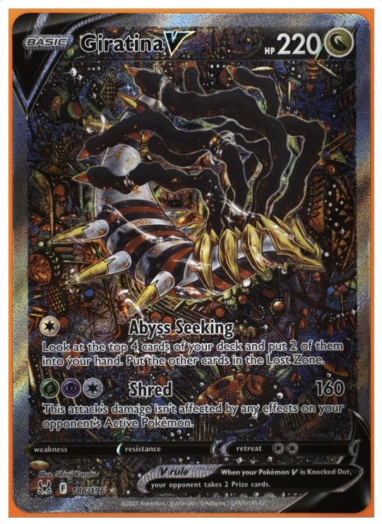 Giratina V 186/196 Lost Origin front card photo in GradeValue pregrading report