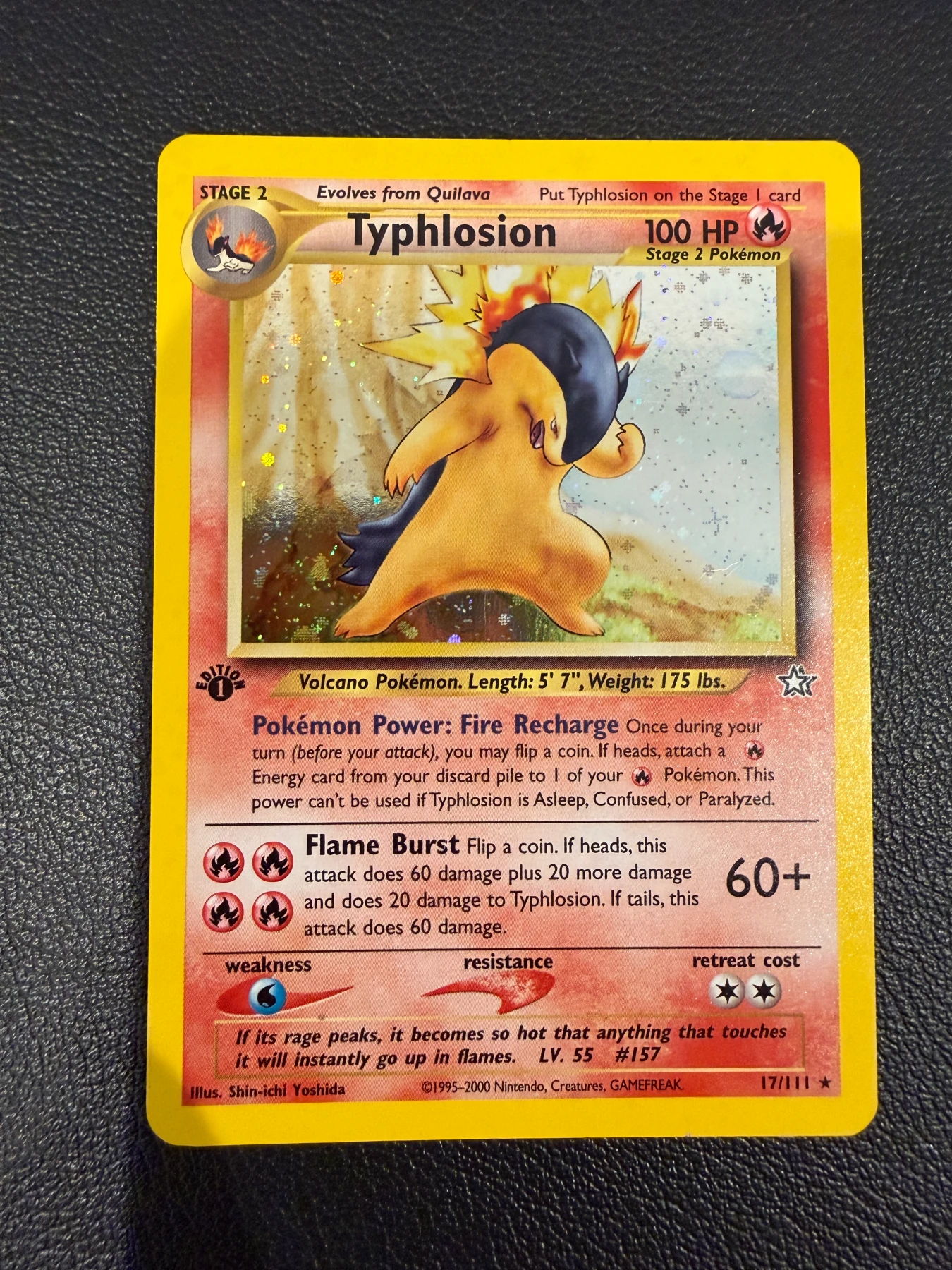 Typhlosion 017/111 Neo Genesis front card photo in GradeValue pregrading report