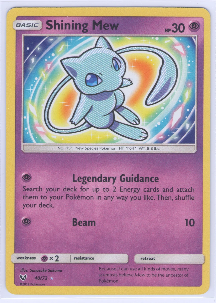 Shining Mew 040/73 Shining Legends front card photo in GradeValue pregrading report
