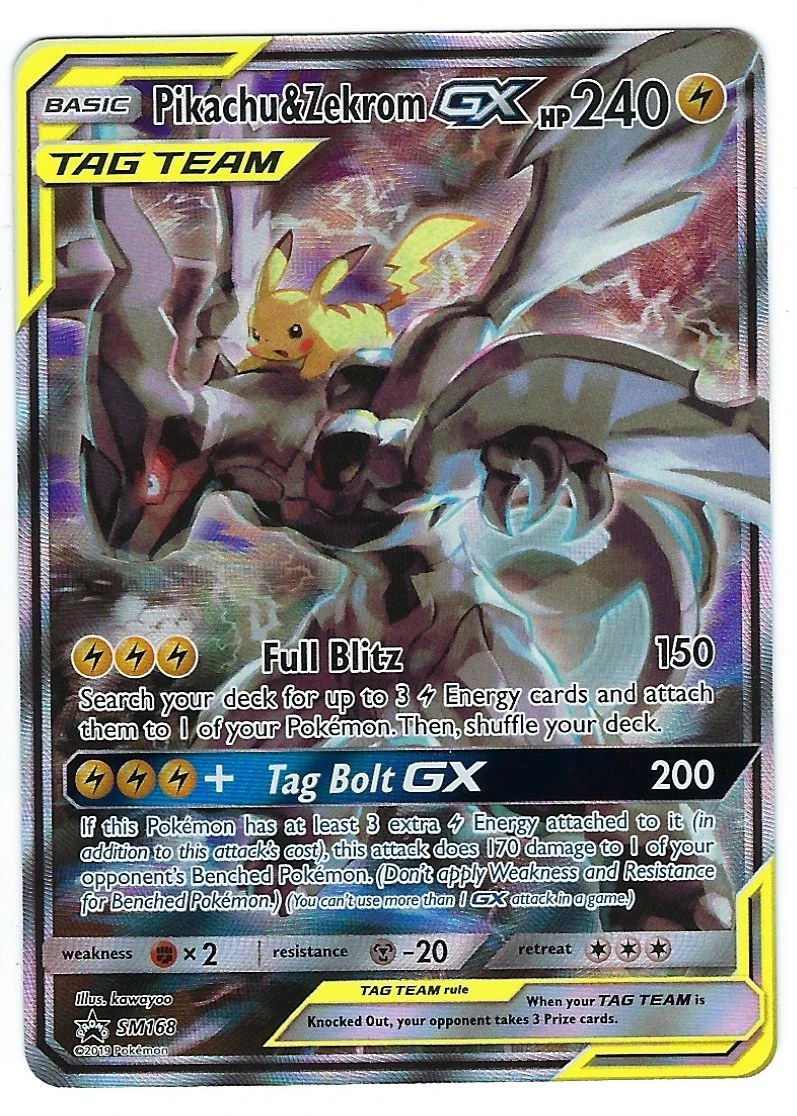 Pikachu & Zekrom GX SM168/248 SM Black Star Promos front card photo in GradeValue pregrading report