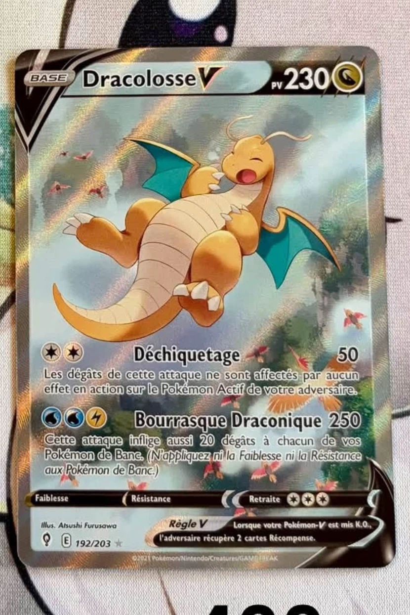 Dragonite V 192/203 Evolving Skies front card photo in GradeValue pregrading report