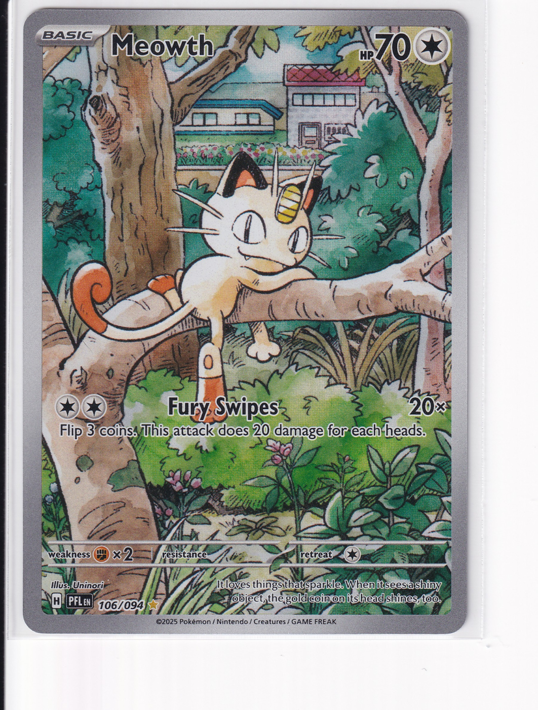 Meowth 106/94 Phantasmal Flames front card photo in GradeValue pregrading report