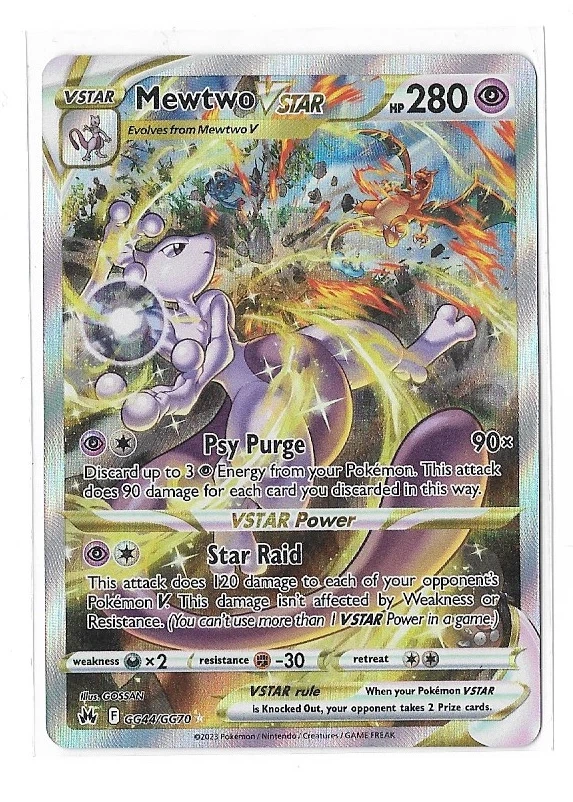 Mewtwo VSTAR GG44/159 Crown Zenith front card photo in GradeValue pregrading report