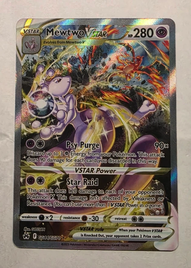Mewtwo VSTAR GG44/159 Crown Zenith front card photo in GradeValue pregrading report