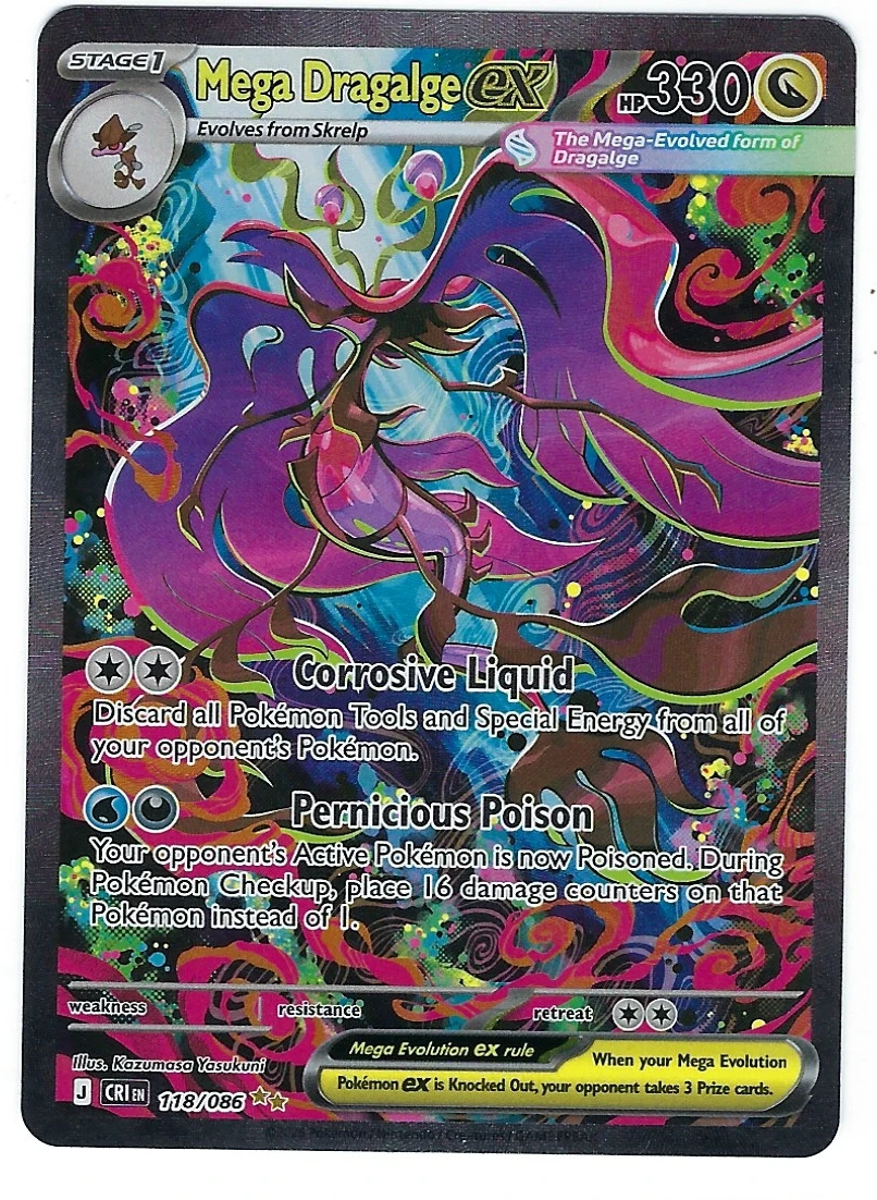 Mega Dragalge ex 118/86 Chaos Rising front card photo in GradeValue pregrading report