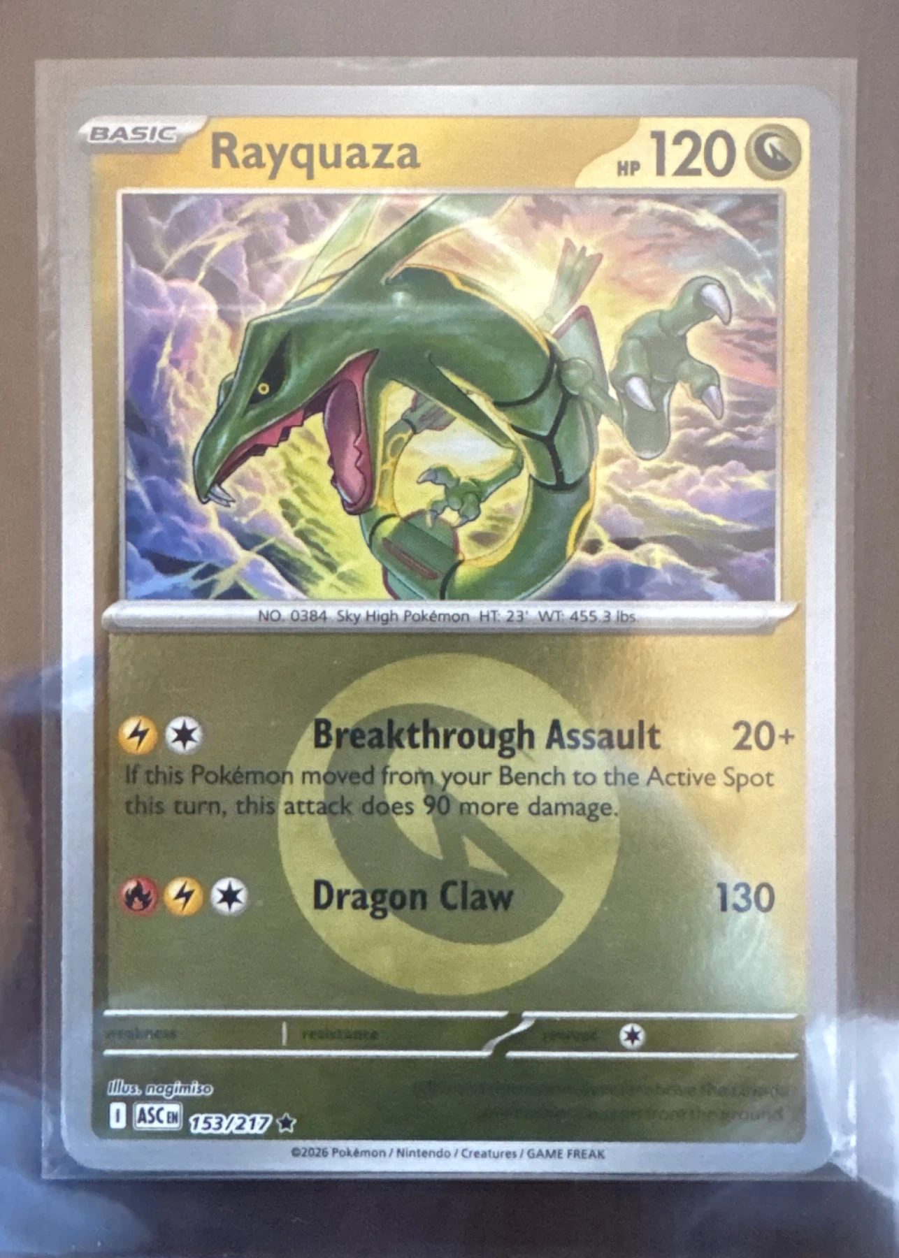Rayquaza 153/217 Ascended Heroes front card photo in GradeValue pregrading report