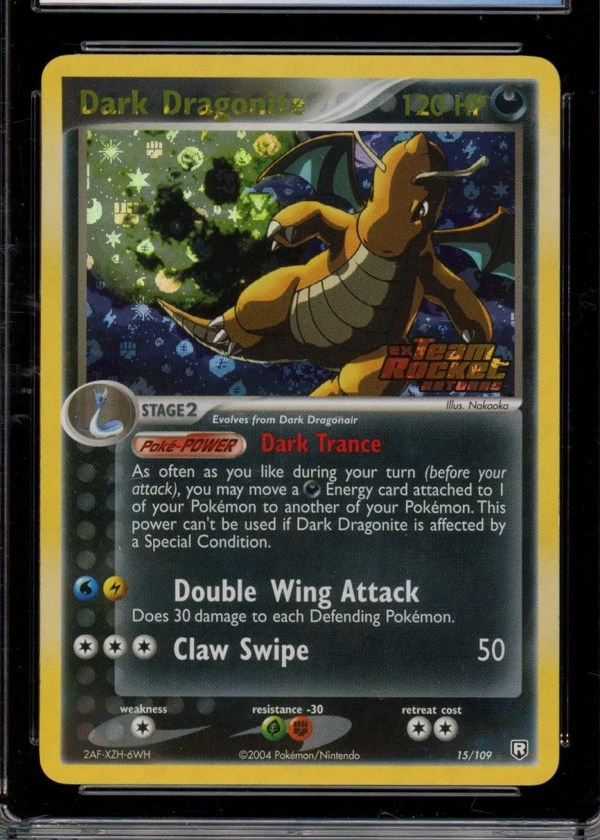 Dark Dragonite 015/109 Team Rocket Returns front card photo in GradeValue pregrading report