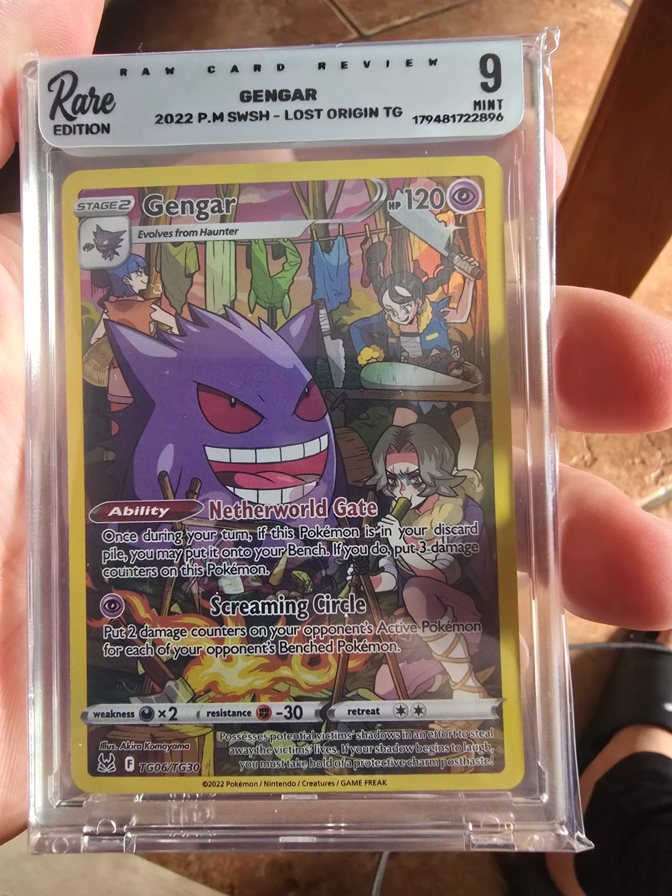 Gengar TG06/196 Lost Origin front card photo in GradeValue pregrading report