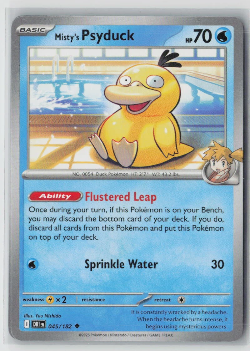Misty's Psyduck 045/182 · Normal Destined Rivals front card photo in GradeValue pregrading report