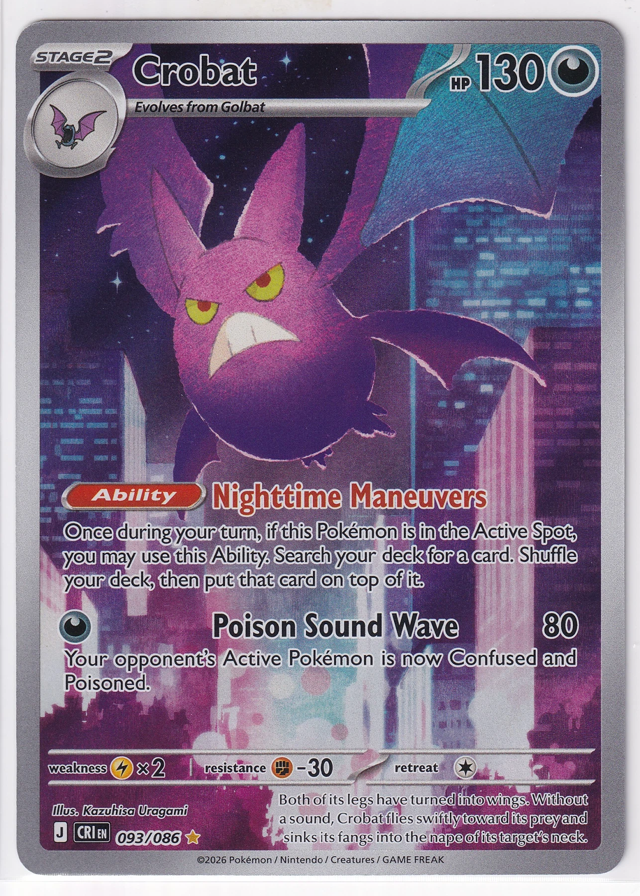 Crobat 093/86 Chaos Rising front card photo in GradeValue pregrading report