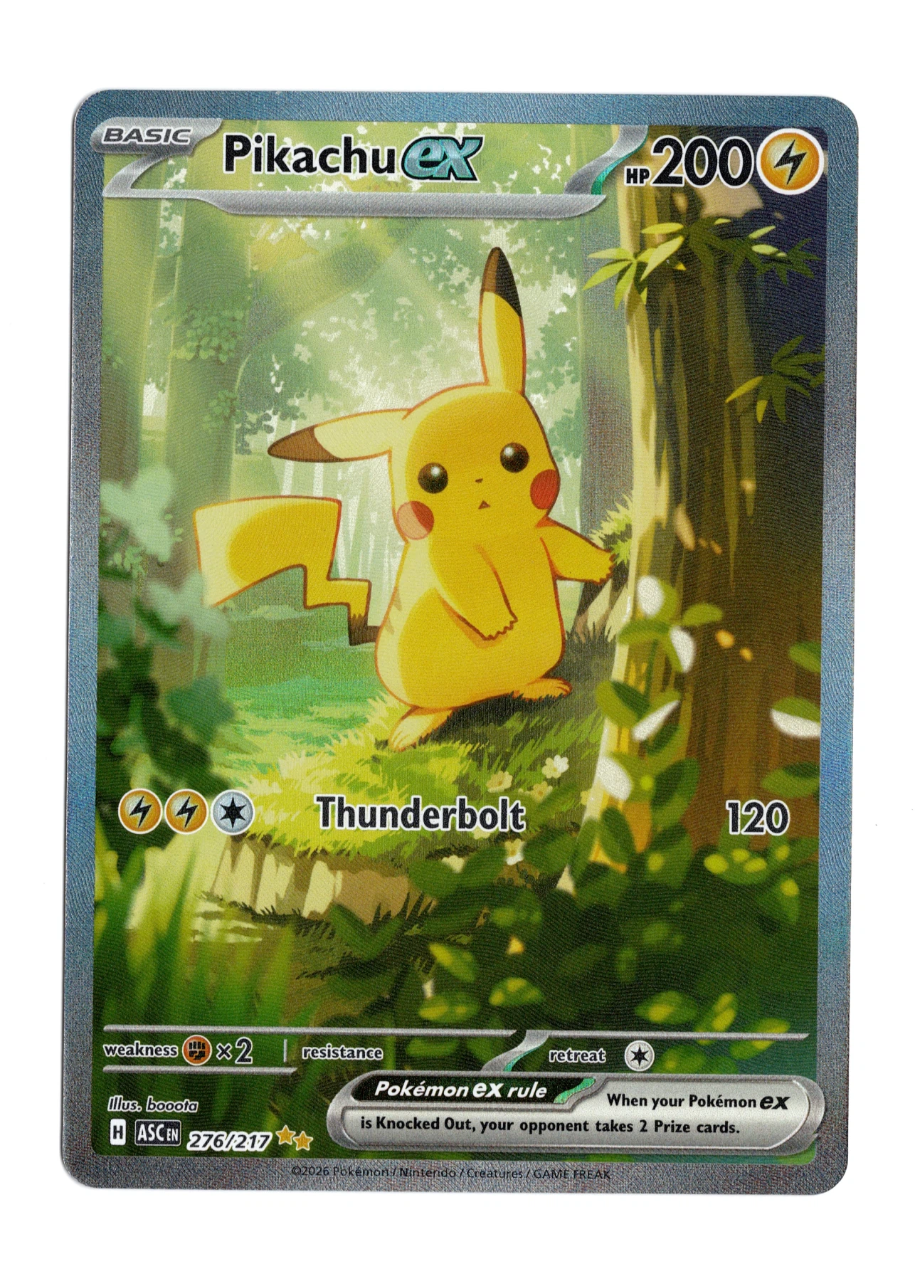 Pikachu ex 276/217 Ascended Heroes front card photo in GradeValue pregrading report