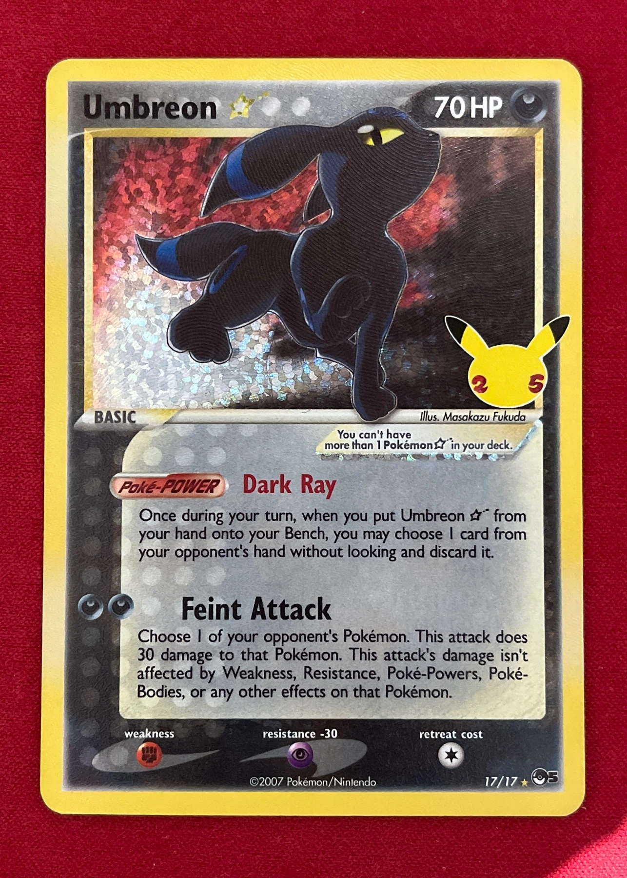 Umbreon Star 017/25 Celebrations front card photo in GradeValue pregrading report