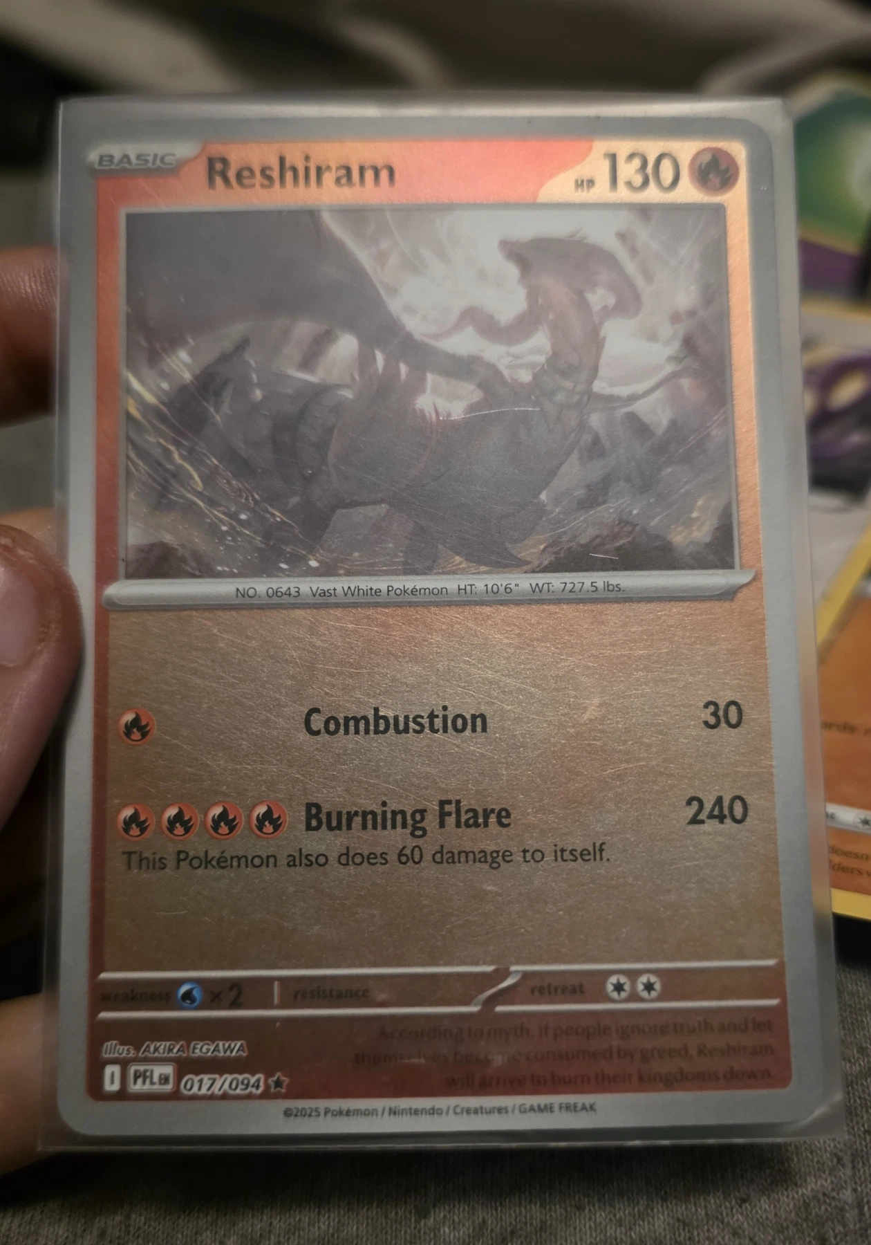 Reshiram 017/94 Phantasmal Flames front card photo in GradeValue pregrading report