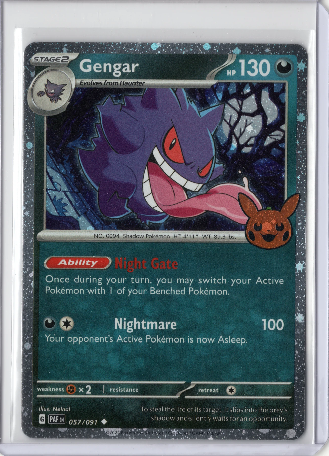 Gengar 057/91 Paldean Fates front card photo in GradeValue pregrading report