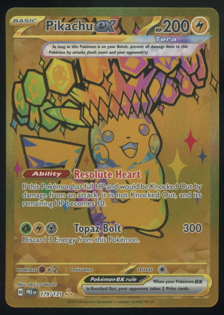 Pikachu ex 179/131 Prismatic Evolutions front card photo in GradeValue pregrading report