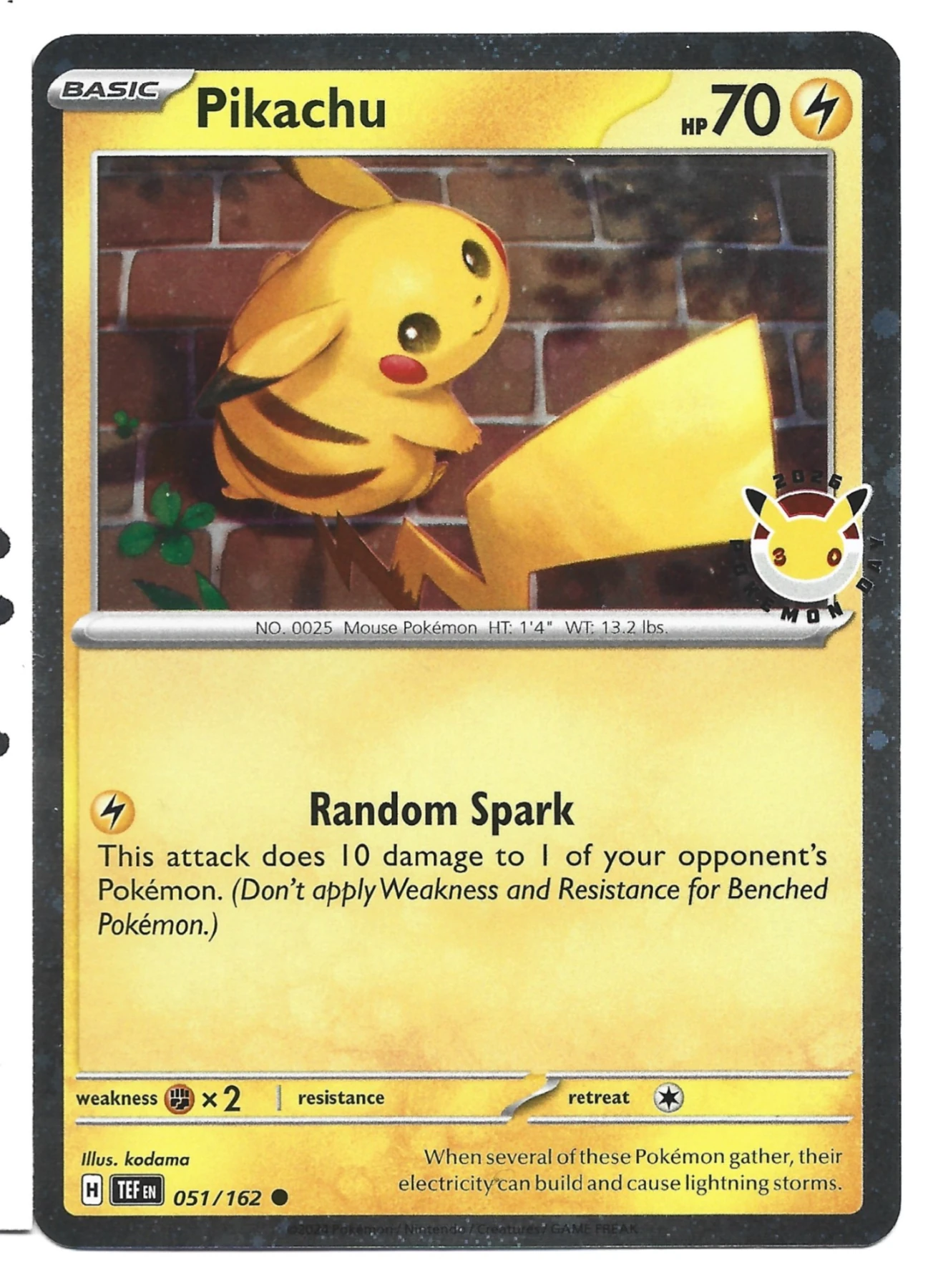 Pikachu 051/162 Temporal Forces front card photo in GradeValue pregrading report
