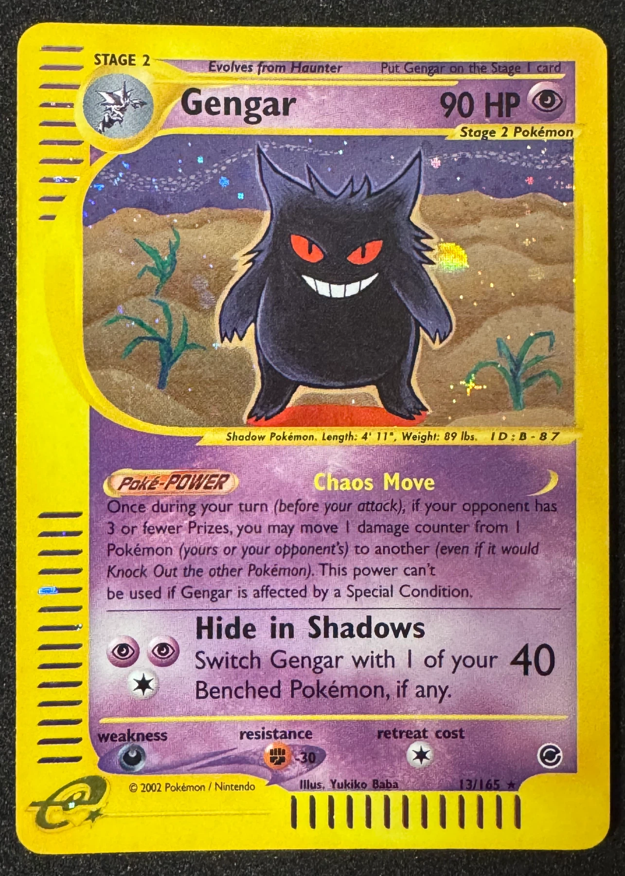 Gengar 013/165 · Holo Expedition Base Set front card photo in GradeValue pregrading report