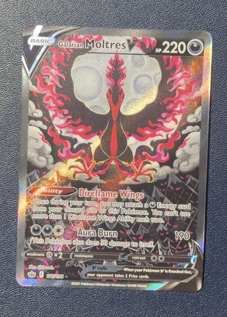 Galarian Moltres V 177/198 Chilling Reign front card photo in GradeValue pregrading report