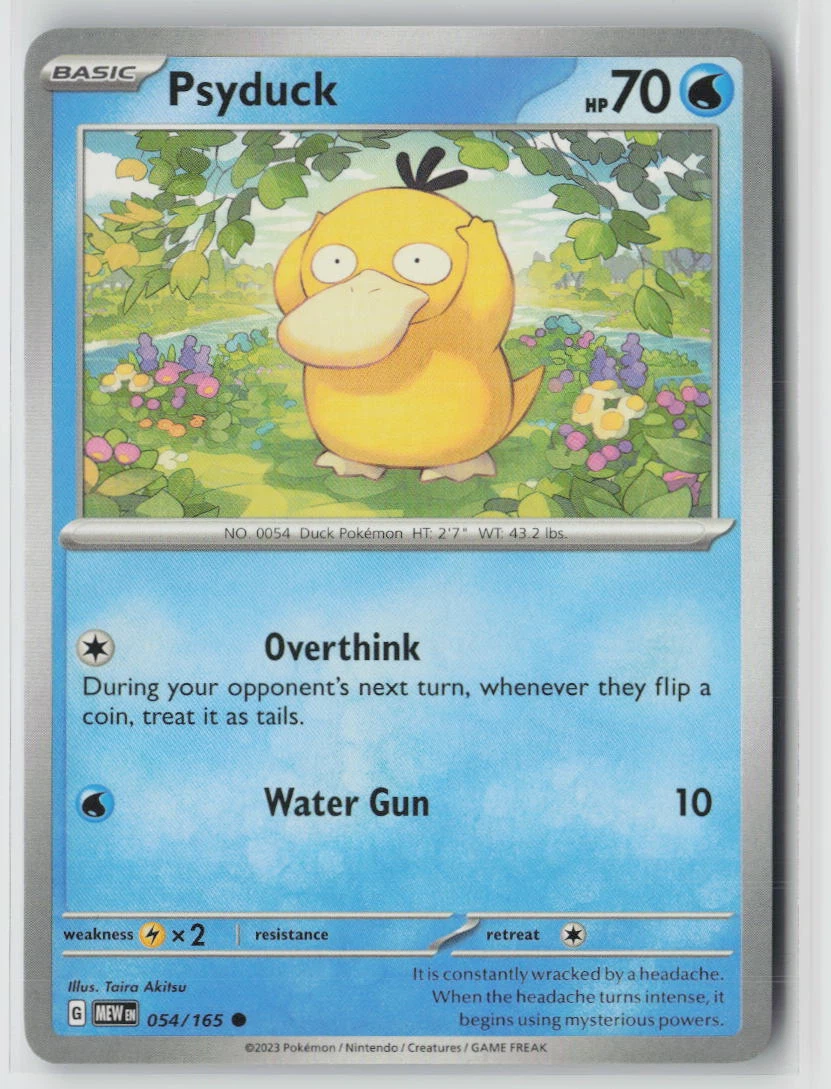 Psyduck 054/165 · Normal 151 front card photo in GradeValue pregrading report